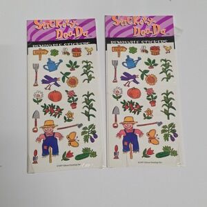 Vtg 1997 Gibson Greetings Stickety-Doo-Da Farm Garden scarecrow Stickers 2 Sheet